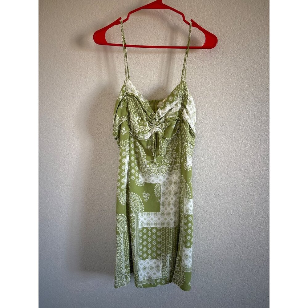 L.A. Hearts Green & White Paisley Print Mini Dress With Adjustable Straps
